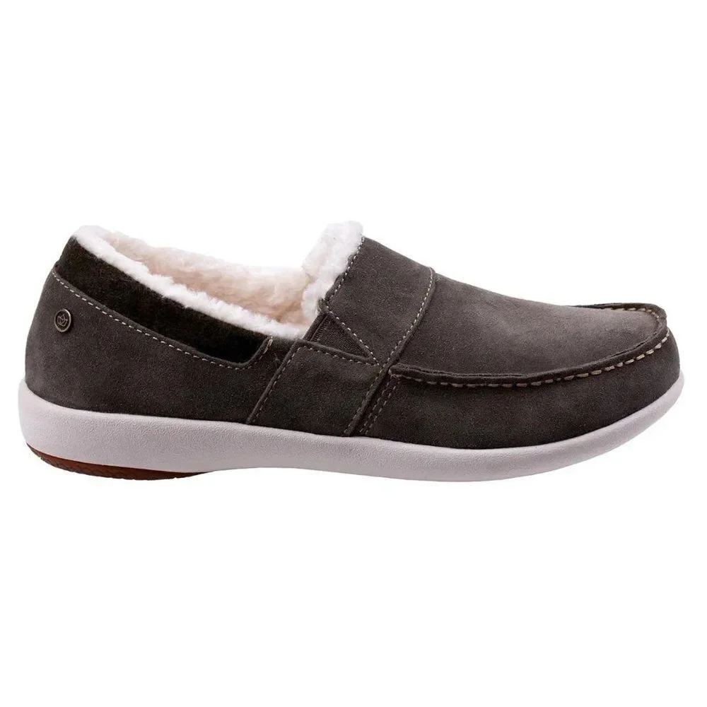 Waco Spenco girl's Wool Collared Fiesta Cozy Suede Slip On Shoes Olive size 6
